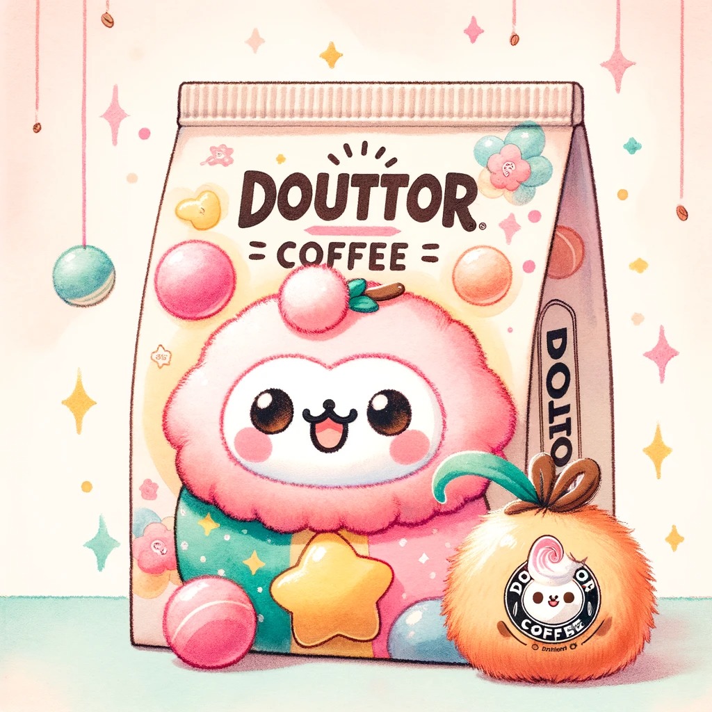 ポムポムプリンとのコラボレーションを特徴としたドトールの福袋のイラスト。このイラストでは、キュートでユニークなデザインのポムポムプリンの要素を取り入れた、創造的にデザインされたドトールの福袋が描かれている。バッグはポムポムプリンのモチーフと色を採用し、ドトールのブランディングとシームレスに融合している。背景は柔らかく遊び心があり、ドトールコーヒーとポムポムプリンの楽しくユニークなコラボレーションを反映している。